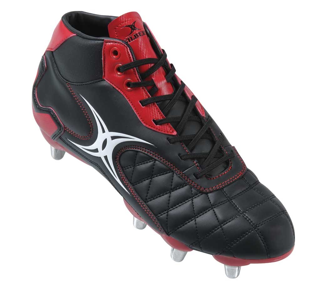 Gilbert Sidestep Revolution High Cut Rugby Boots Black Red
