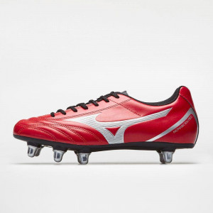 Mizuno Monarcida Neo S R SI Rugby Boots Chinese Red/Silver 2019